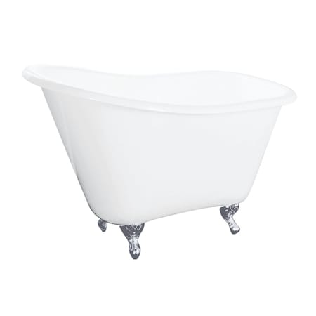 Aqua Eden Clawfoot Bathtubs, 51.19 L, 30.69 W, White/Polished Chrome, Cast Iron VCTND5130NT1